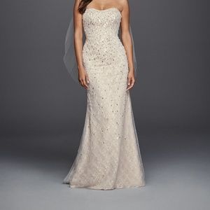 GALINA SIGNATURE Beaded Wedding Dress: Solid White